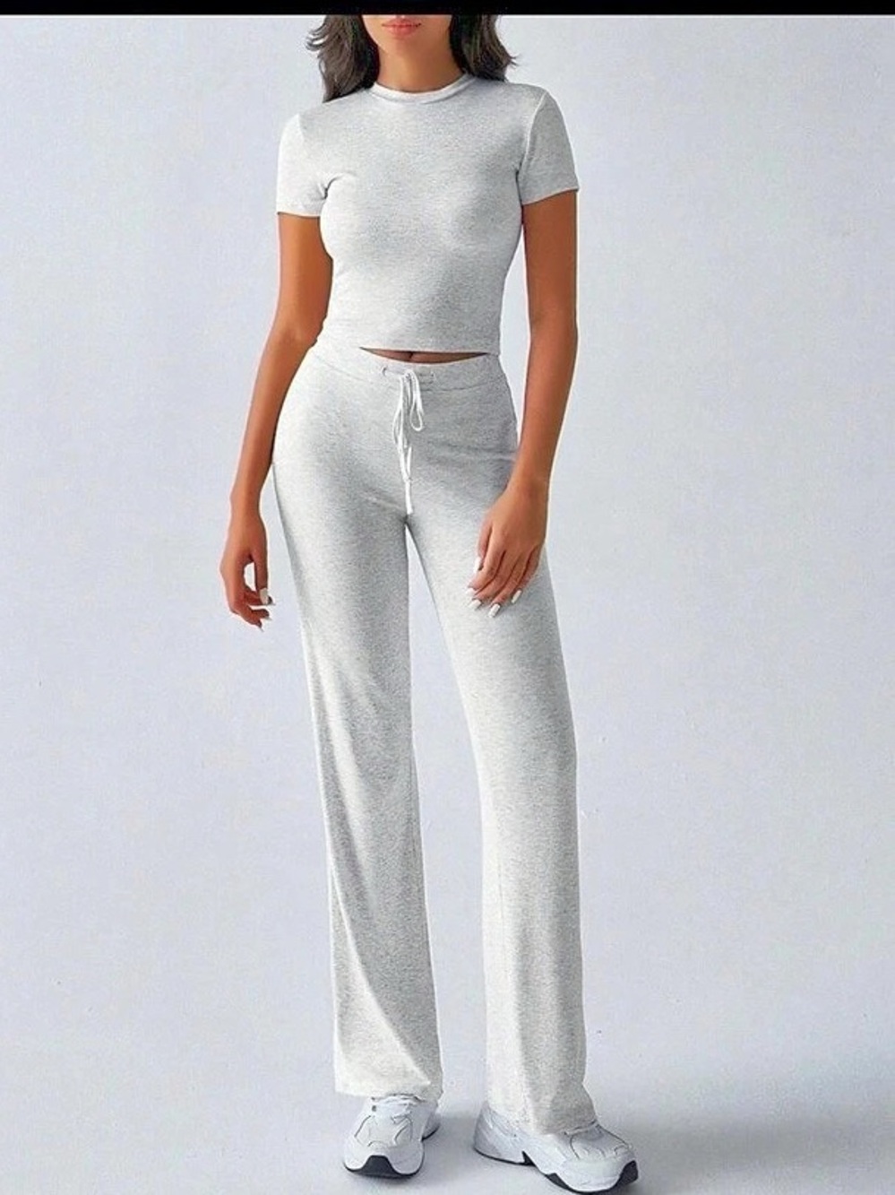 Trendy Queen Gray heather wide leg lounge set